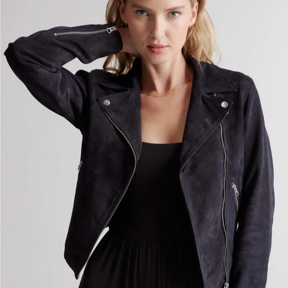 Suede leather biker jacket